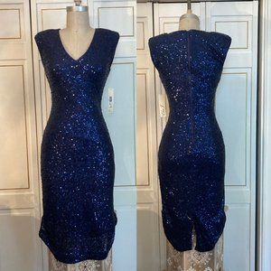 Womens NWT Eliza J. navy sequin sparkle party dress, in size 4.